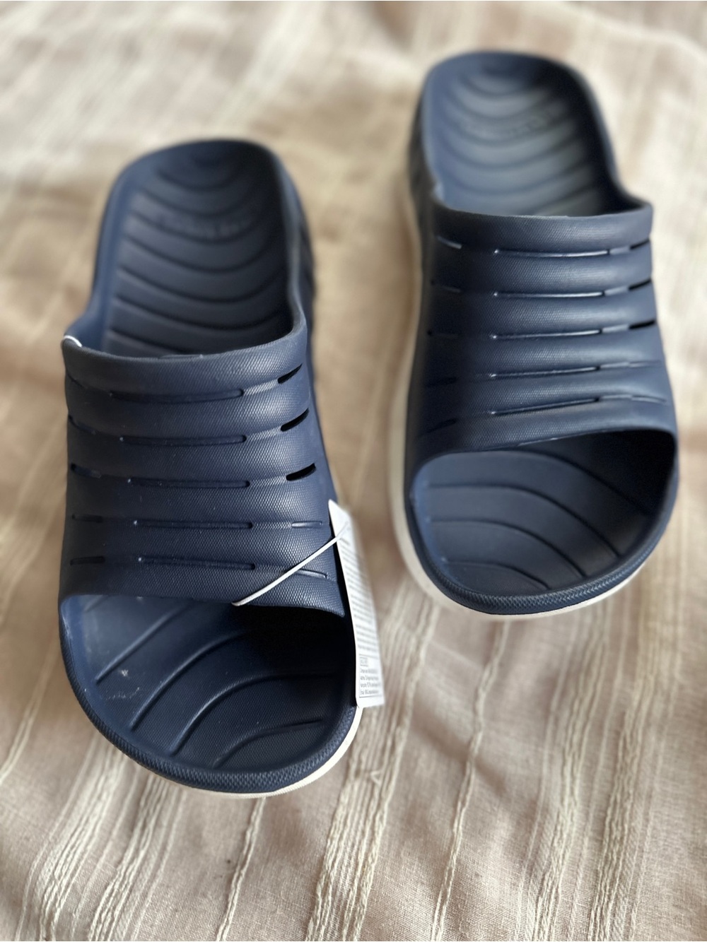 KuaiLu Men's Recovery Sandals Navy Blue Slides | 12